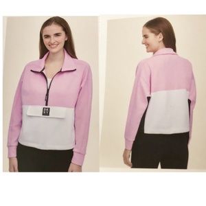 DKNY Sport Half Zip Pullover Pink/White NWT
